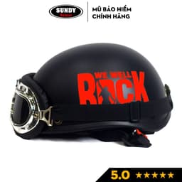 Thumbnail Nón bảo hiểm nửa đầu 1/2 thời trang SUNDY, Tem hình ROCK cá tính, siêu cute, freesize 55-59cm an toàn 1