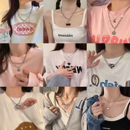 Thumbnail Vòng cổ 17KM nhiều lớp mặt hình bướm/trái tim phong cách vintage cho nữ 1