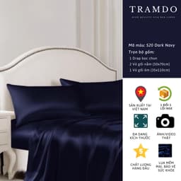 Thumbnail Bộ Chăn Ga Gối Lụa Cao Cấp NITE9SILK TRAMDO BEDDING Màu Xanh Đen 2