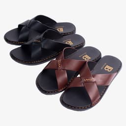 Thumbnail Dép nam quai ngang da bò Nappa cao cấp Bụi Leather E103, đế đúc nguyên khối khâu viền thủ công đi êm chân, BH 12 Tháng 2