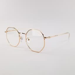 Thumbnail Kính cận có độ sẵn 0 - 6 độ nữ, nam mắt lục giác gọng kim loại 7K3039. Tròng 0 độ chống ánh sáng xanh, UV 4