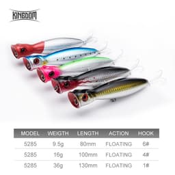 Thumbnail Kingdom Mồi Câu Cá Nổi Popper 80mm / 9.5g 100mm / 16g 130mm / 36g Bass Mồi Chuột Lớn Có Lỗ Trên Đầu Mồi Câu Cá Topwater Model 5285 1