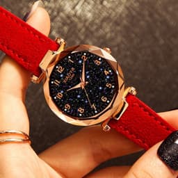 Thumbnail Đồng Hồ Đeo Tay XIAOYA 1290 Thiết Kế Dây Da Mặt Kính Đầy Sao Xinh Xắn Cho Nữ 1