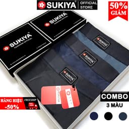 Thumbnail Quần Sịp Đùi Boxer Nam Combo 3 màu SUKIYA chất mềm mịn cao cấp Hàng Hiệu QL01 3