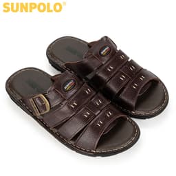 Thumbnail Dép Quai Ngang Nam Da Bò SUNPOLO Nâu AQN006 Có Big size 44 45 4