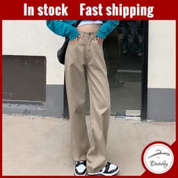 Thumbnail Quần jean nữ ống rộng lưng cao 6 màu thời trang Hàn Quốc 1