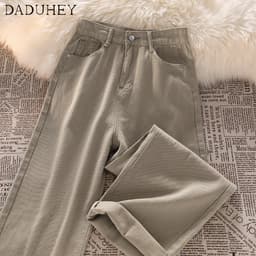 Thumbnail Daduhey Quần jean dài cạp cao ống rộng 6 màu cỡ S-5XL mới cho nữ 2