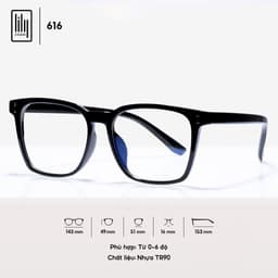 Thumbnail Kính cận nam nữ Lilyeyewear mắt kính vuông to chắn bụi đi đường chống ánh sáng xanh 616 2