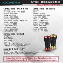 Thumbnail Núm tay cầm Gomexus bằng hợp kim thôn nước 20mm cho vòng quay dây Shimano Daiwa ryobi A20 3