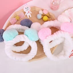 Thumbnail Băng đô tóc rửa mặt trang điểm Laboon, bờm tóc tai gấu trúc vải nhung co giãn mềm mịn 2