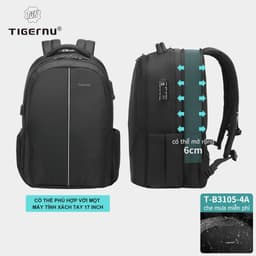 Thumbnail Tigernu T-B3105-4A/T-B 3105 -3A Balo laptop vải nylon có khóa TSA mở rộng được chống thấm nước 15.6-17 inch 1