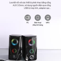 Thumbnail Loa Máy Tính ROBOT RS200 RS180 Hiệu Ứng Đèn LED - Âm Thanh HD Chất Lượng Cao 4