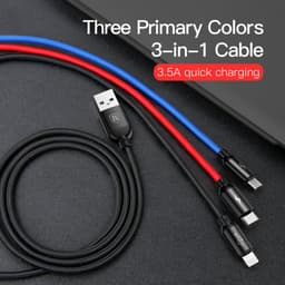 Thumbnail Cáp sạc Baseus Three Primary Colors sạc nhanh 3.5A ,3 đầu kết nối ( Type-C/Micro/IP) dài 1,2m 1