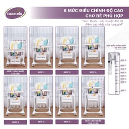 Thumbnail Ghế ăn dặm đa năng ,có bánh xe,nâng hạ độ cao điều chỉnh độ ngả nằm cho bé 1015 Mastela 4