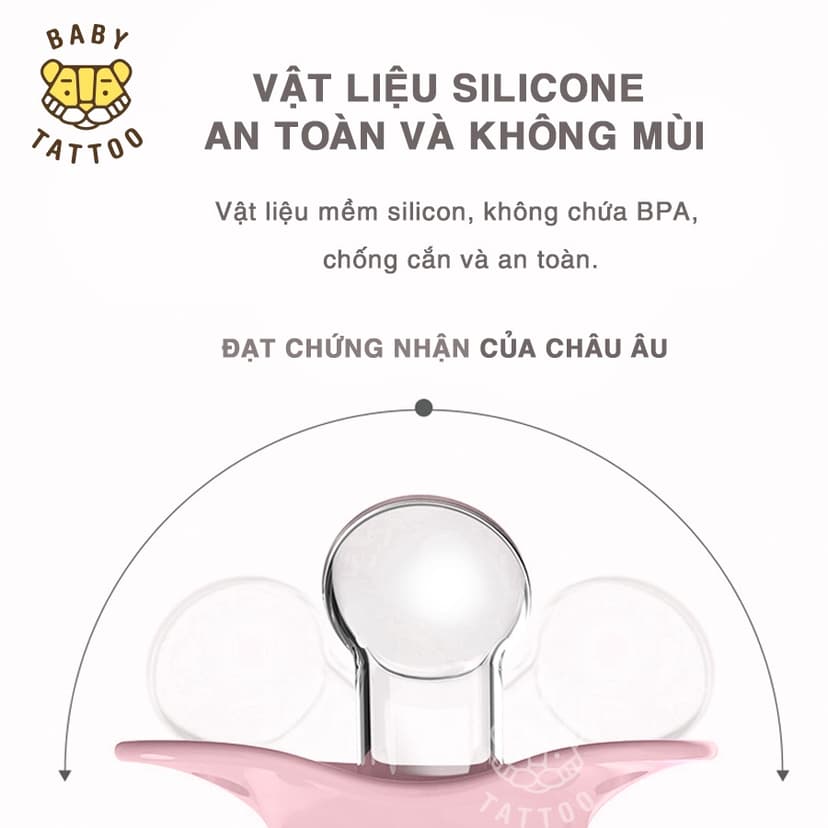 Ảnh BABY TATTOO Ti Giả Silicone Chuyên Dùng Ban Đêm, Thiết Kế Đầu Ti Dẹp, Cho Bé Từ 0-18 tháng tuổi 1