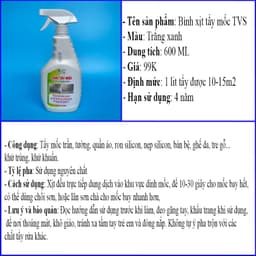 Thumbnail Bình Xịt Tẩy Mốc Trần Tường TVS Đa Năng, Tẩy Mốc Quần Áo, Roang Cao Su Nẹp Gỗ, Khử Trùng 600ml 2