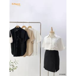 Thumbnail Áo sơ mi nữ tay ngắn đuôi tôm BIGSIZE (55kg đến 95kg) - 21YSM90 - BU Bigsize Young 1