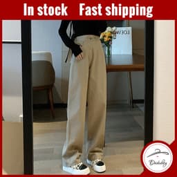 Thumbnail Quần jeans nữ lưng cao dáng rộng thời trang cá tính 1