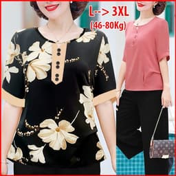 Thumbnail GOTI - Áo Trung Niên Nữ Cao Cấp Dáng Rộng Eo Tay Lỡ Cổ Sơ mi Tặng Mẹ U50 U60 Nhiều Size 3A01 3A02 3A05 3A06 3