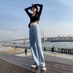 Thumbnail Quần jeans dáng dài phối rách cá tính hợp thời trang dành cho nữ 1