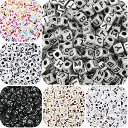 Thumbnail Hạt xỏ Beadia từ nhựa acrylic hình vuông in chữ cái tiếng Anh dùng làm trang sức DIY 3