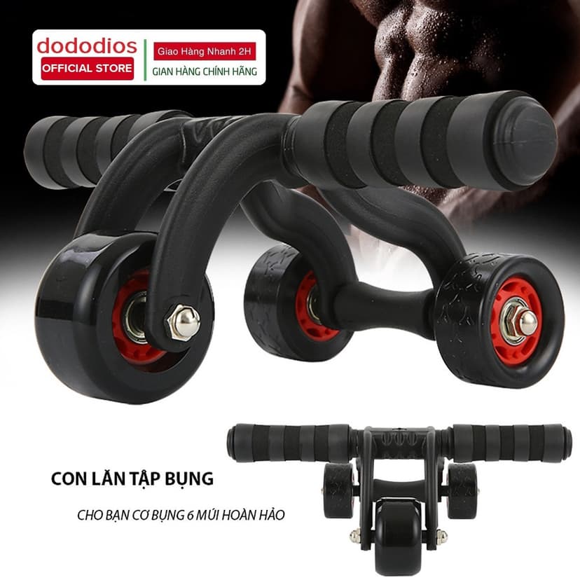 Ảnh Dododios Con Lăn Tập Cơ Bụng 6 Múi Có 4 Bánh Chắc Khỏe Tập Gym Thể Dục Tại Nhà + Tặng Miếng Thảm - Sản Phẩm Chính Hãng 4