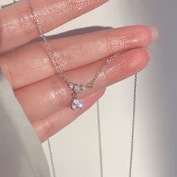 Thumbnail Vòng cổ 17KM từ bạc mặt đính pha lê đơn giản dành cho nữ 2