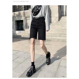 Thumbnail Quần short denim daduhey màu đen dáng suông ống rộng phong cách Hàn Quốc mùa hè cho nữ (không kèm thắt lưng Pos) 2