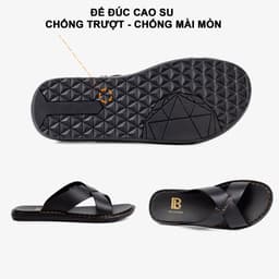 Thumbnail Dép nam quai ngang da bò Nappa cao cấp Bụi Leather E103, đế đúc nguyên khối khâu viền thủ công đi êm chân, BH 12 Tháng 3