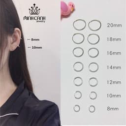 Thumbnail Khuyên Tai Bạc Tròn Trơn Basic Nhiều Size 12 mm 14mm 16mm 18mm 20mm - Minh Canh Jewelry 4