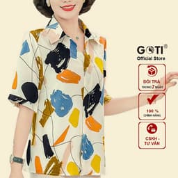 Thumbnail GOTI - Áo Trung Niên Nữ Cao Cấp U50-60 Size Lớn Dạng Cổ Sơ Mi Tay Lỡ In Họa Tiết Sắc Màu 3A30 3A01 3A06 2