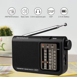 Thumbnail Radio cầm tay RETEKESS V117 FM AM SW tích hợp nút điều chỉnh màu đen cho người lớn tuổi 2