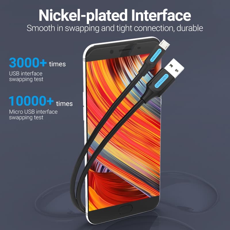 Ảnh Cáp Micro USB Vention 3A sạc nhanh USB A sang Micro-USB 2.0 truyền dữ liệu cho Android 3