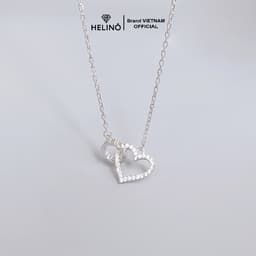 Thumbnail Dây chuyền bạc nữ HELINO vòng tròn trái tim đính đá, trang sức phụ kiện lấp lánh C05 4