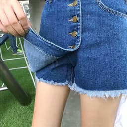 Thumbnail Quần Short Denim Lưng Cao Dáng Rộng Thời Trang Mùa Hè Phong Cách Hàn Quốc Cho Nữ 2