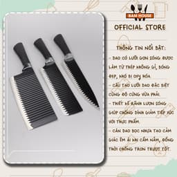 Thumbnail Dao bếp đa năng inox Bam House lưỡi gợn sóng siêu bén cán cao su cao cấp DGS01 2