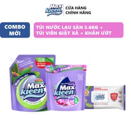 Thumbnail Combo MaxKleen: Túi Lau Sàn 3.6kg Ban Mai Thanh Mát + Túi Viên Giặt Xả + Khăn Ướt Lau Bề Mặt Đa Năng 2