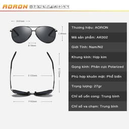 Thumbnail Kính Râm Nam Thời Trang Phân Cực Chống Lóa, Chống Chói Lái Xe Đi Đêm Kiểu Dáng Phi Công AK002 - AORON 2