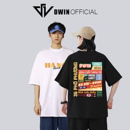 Thumbnail Áo thun unisex Hà Nội 36 phố phường thời trang DWin basic tee phông trơn nam nữ tay lỡ oversize form rộng 1