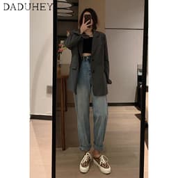 Thumbnail Daduhey Quần jean nữ ống rộng cạp cao cá tính thời trang mùa thu 2