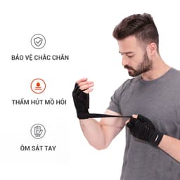 Thumbnail Găng tay tập gym nữ/nam hở ngón, bao tay tập Gym nữ/nam có quấn trợ lực cổ tay, đệm Silicone chống trượt GoodFit GF201G 4