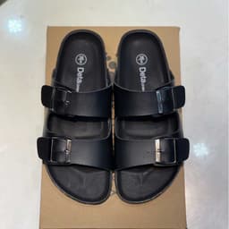 Thumbnail Dép Birken đế trấu quai ngang 2 khóa nam nữ Detaunisex màu đen lót đen - DETA21F 2