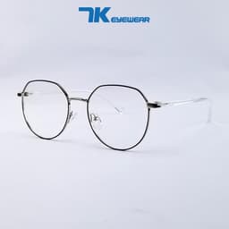 Thumbnail Gọng kính cận nam nữ mắt tròn màu vàng hồng, đen, bạc 7K6611. Tròng giả cận 0 độ chống ánh sáng xanh, tia UV 3