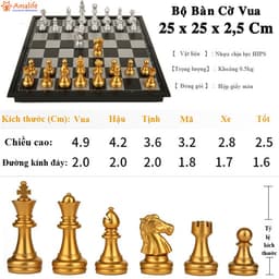 Thumbnail Bộ Cờ Vua Nam Châm Cao Cấp Nhiều Size Phủ Nhũ Màu Vàng Màu Bạc Chính Hãng Amalife 3