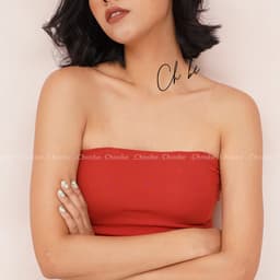 Thumbnail Áo quây ngực Choobe không đệm áo ống thun trơn croptop nữ dáng ôm đen trắng đỏ trơn không dây A15 1