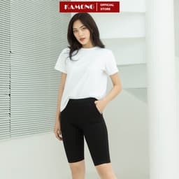 Thumbnail Quần legging đùi nữ cạp cao KAMONG Nâng Mông Cao Cấp có túi vải cotton dẻo co dãn tốt dáng ngắn LG004 2