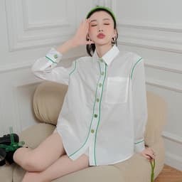 Thumbnail Áo Sơ Mi Hàng Nút Vuông MUSHROOM LEE Line Green 3