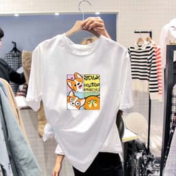 Thumbnail Áo Thun Cotton Cổ Thuyền In Họa Tiết Hoạt Hình Thời Trang 2021 Cho Nữ 3