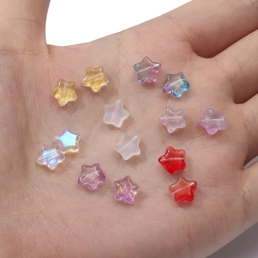 Ảnh Bộ hạt xỏ lỗ Beadia hình ngôi sao năm cánh màu sắc cầu vồng dùng làm đồ trang sức thủ công dễ thương 1