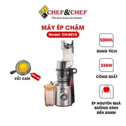 Thumbnail Máy Ép Chậm 2 Trong 1 CH-801D – Ép Nguyên Trái, Kèm Đầu Vắt Cam – Bảo Hành Tại 12 Tháng 3